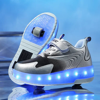 Rollschaatsen voor kinderen met LED-verlichting en afneembare wielen.