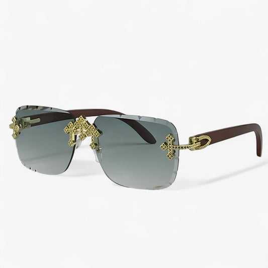 Randloze Steampunk Zonnebril met Metalen Accenten – Nirex