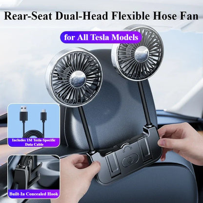 Dual-head achterbankventilator – Eary – USB-C oplaadbaar