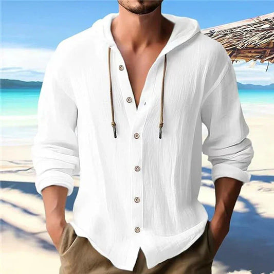 Ademend & Licht Linnen Heren Shirt met Capuchon – Malik