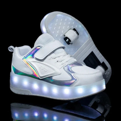 Rollschaatsen voor kinderen met LED-verlichting en afneembare wielen.