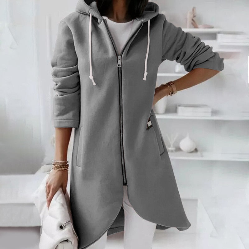 Dames Hoodie Vest met Rits en Capuchon – Shaly