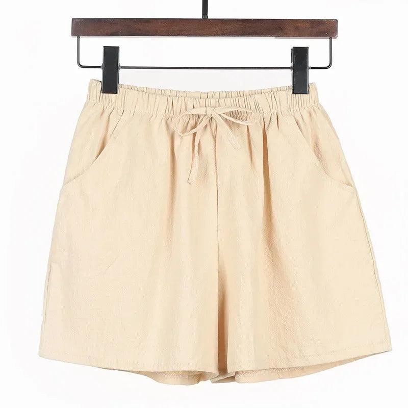 Luchtige Linnen Damesshorts met Hoge Taille en Sportieve Pasvorm – Fenja