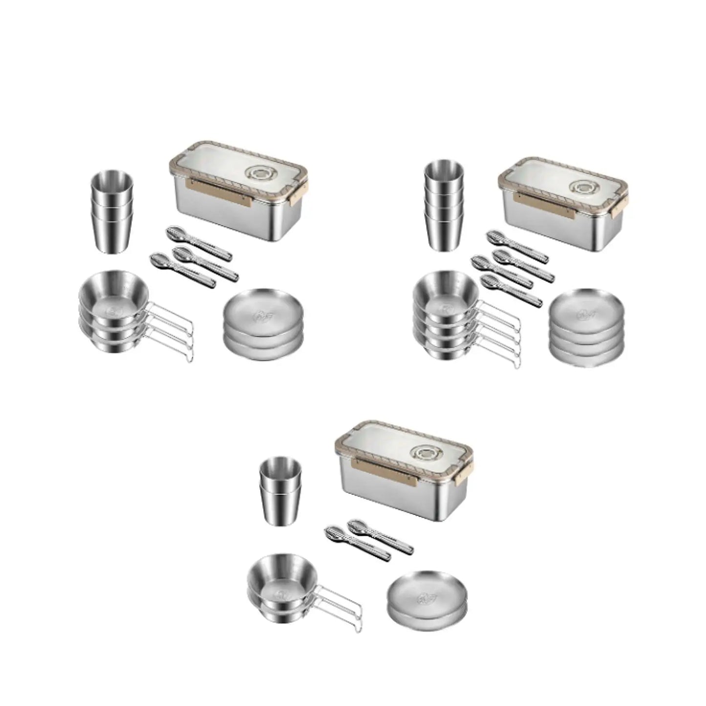 Camping Messware Kit RVS Bestek met Opslagdoos – CampSet