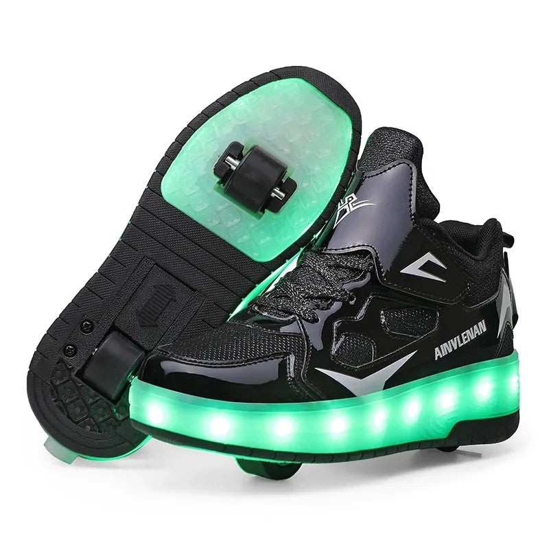 Rollschaatsen voor kinderen met LED-verlichting en afneembare wielen.