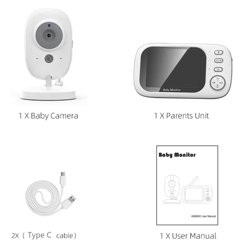 3,5-Inch Video Babyfoon met Nachtzicht, Temperatuurweergave en Twee-Weg Audio