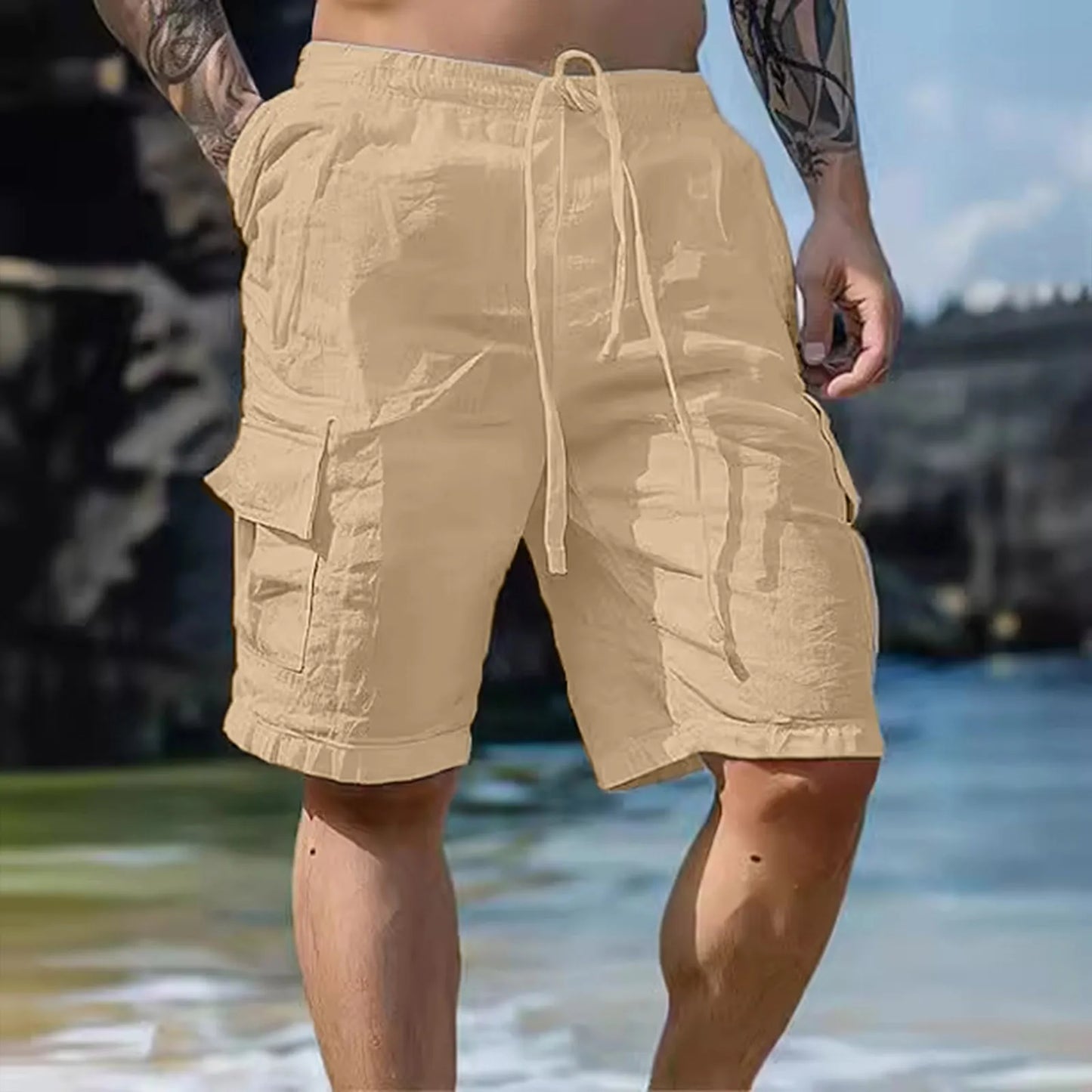 Luchtige Linnen Herenshorts met Wijde Pijpen en Koordsluiting - Silas