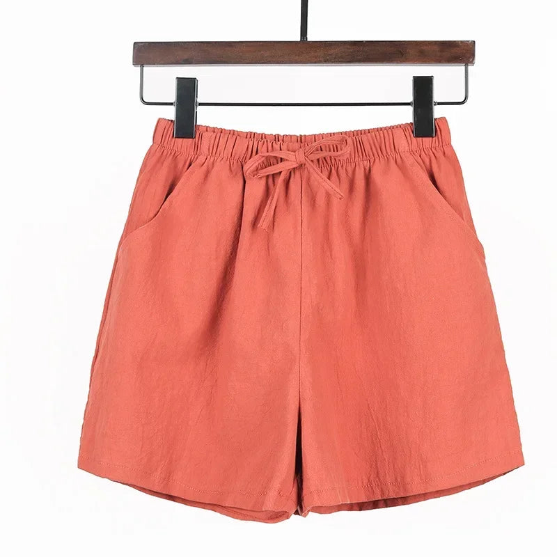Luchtige Linnen Damesshorts met Hoge Taille en Sportieve Pasvorm – Fenja