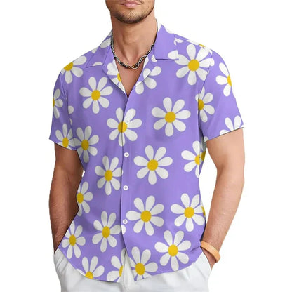 Heren Zomerhemd met Bloemenprint en Reverskraag – Elian
