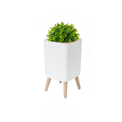 Houten Hoge Afvalemmer met Drukdeksel – EcoBin