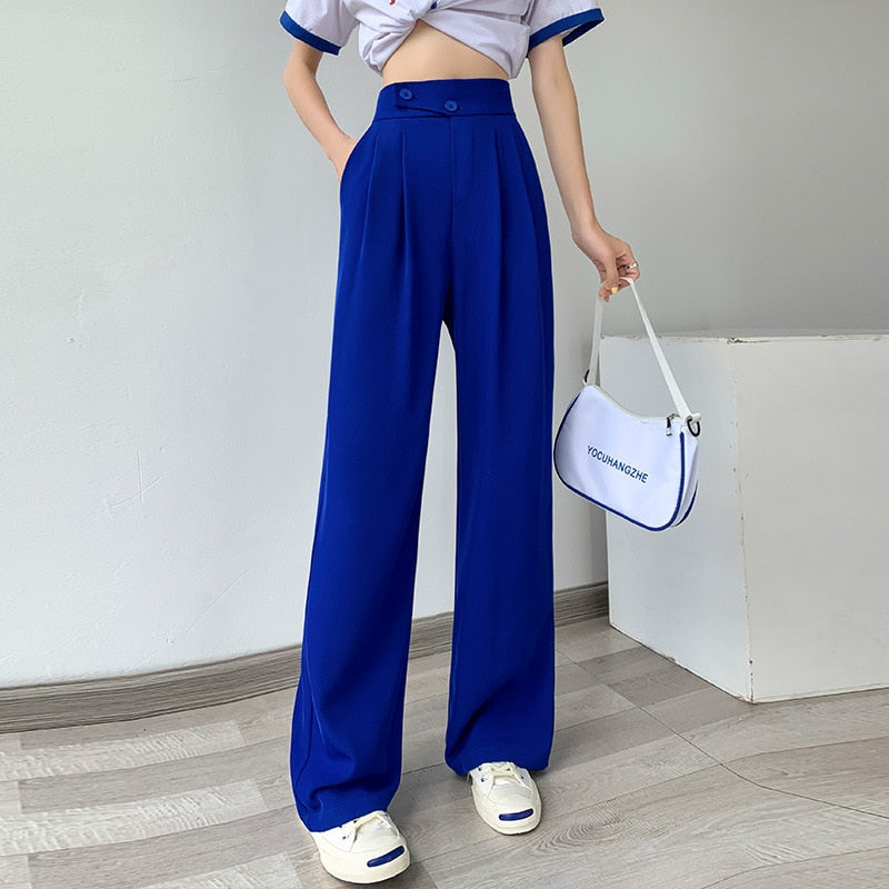Casual Hoge Taille Damesbroek met Wijde Pijpen - Emilia
