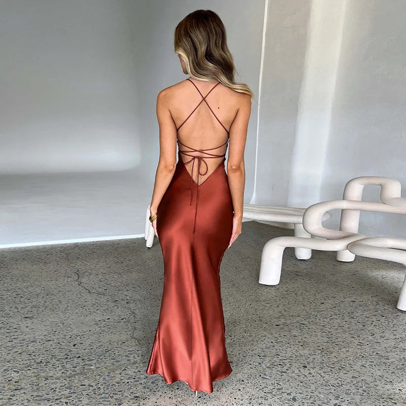 Effen Maxi-jurk met Zijsplit – Nayla