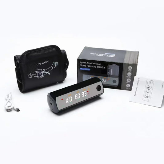 Oplaadbare LCD Bovenarm Bloeddrukmeter met Stembesturing – VitalScan