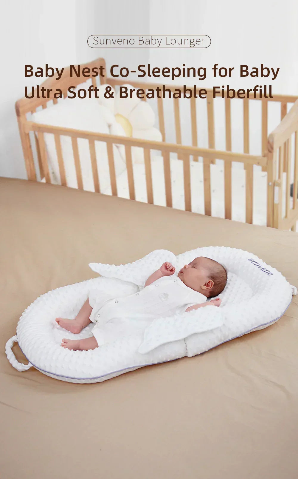 Ergonomisch babynest met rugsteun en mesh-ligvlak – Cosynido