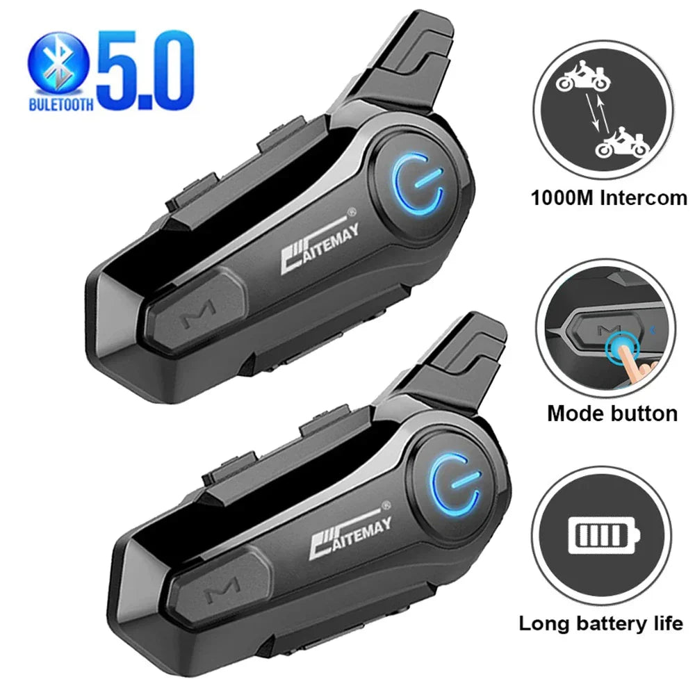 Bluetooth Motorhelm Intercom Headset met 1000m Bereik & IPX6 Waterdicht – RoadComm