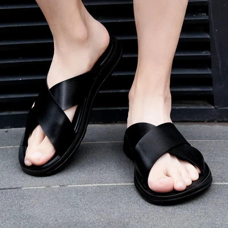 Italiaanse Leren Herenslippers - Lorenzo