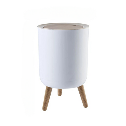 Houten Hoge Afvalemmer met Drukdeksel – EcoBin