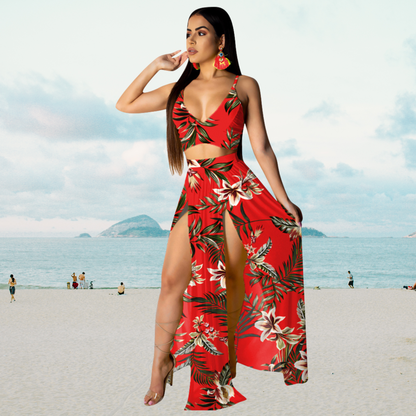 Zomerset met Haltertop en Lange Rok met Split – Naïma