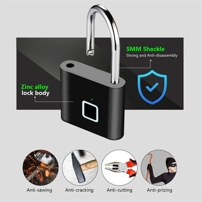Slim vingerafdrukhangslot met USB-opladen & waterdicht ontwerp – Titan