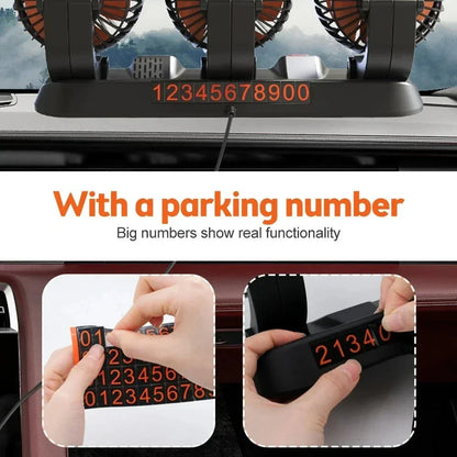 360° Verstelbare 3-Kop Auto Ventilator USB/12V/24V – AirFlow