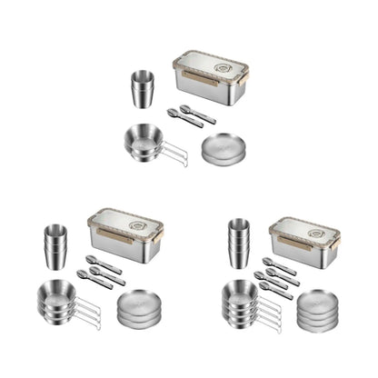Camping Messware Kit RVS Bestek met Opslagdoos – CampSet
