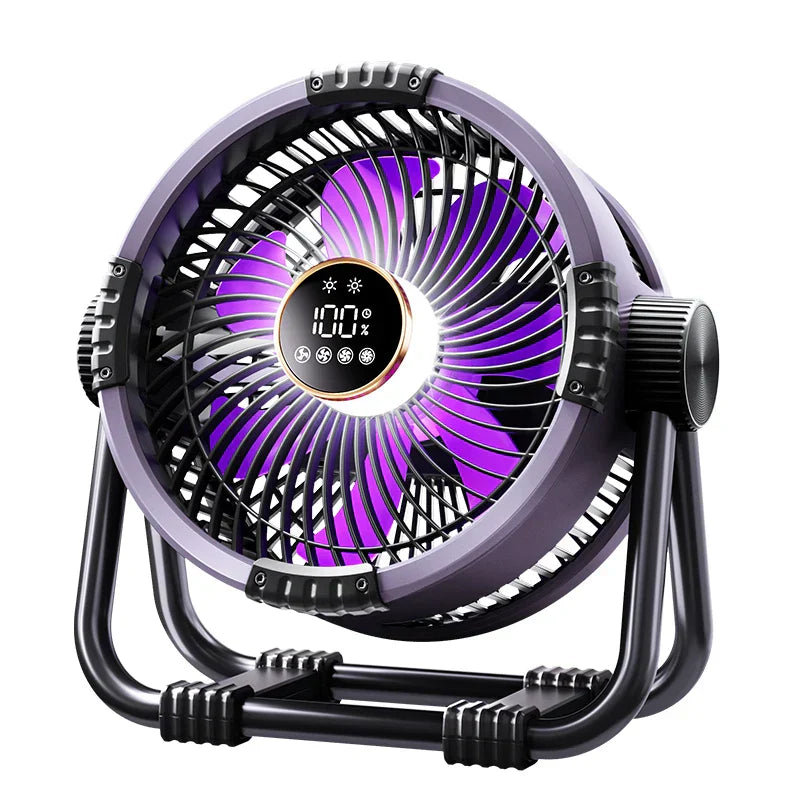 Camping Ventilator met 20000mAh Accu, LED Licht & Afstandsbediening – WindMate
