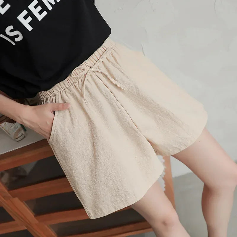 Luchtige Linnen Damesshorts met Hoge Taille en Sportieve Pasvorm – Fenja