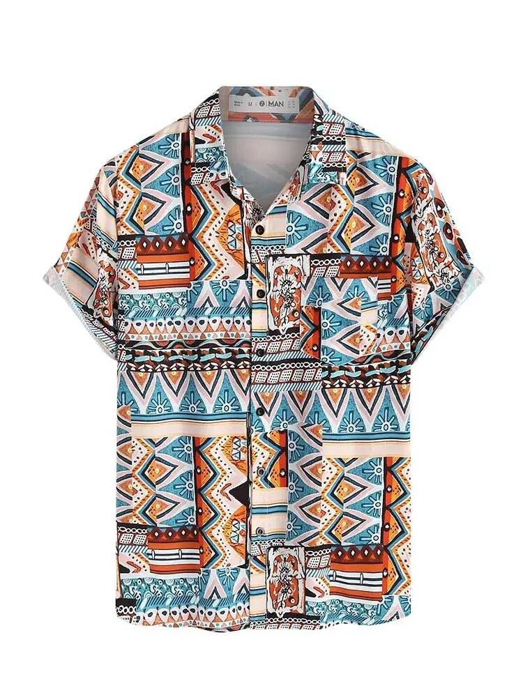 Zomers Dames Shirt met Etnische Print en Borstzak – Nova