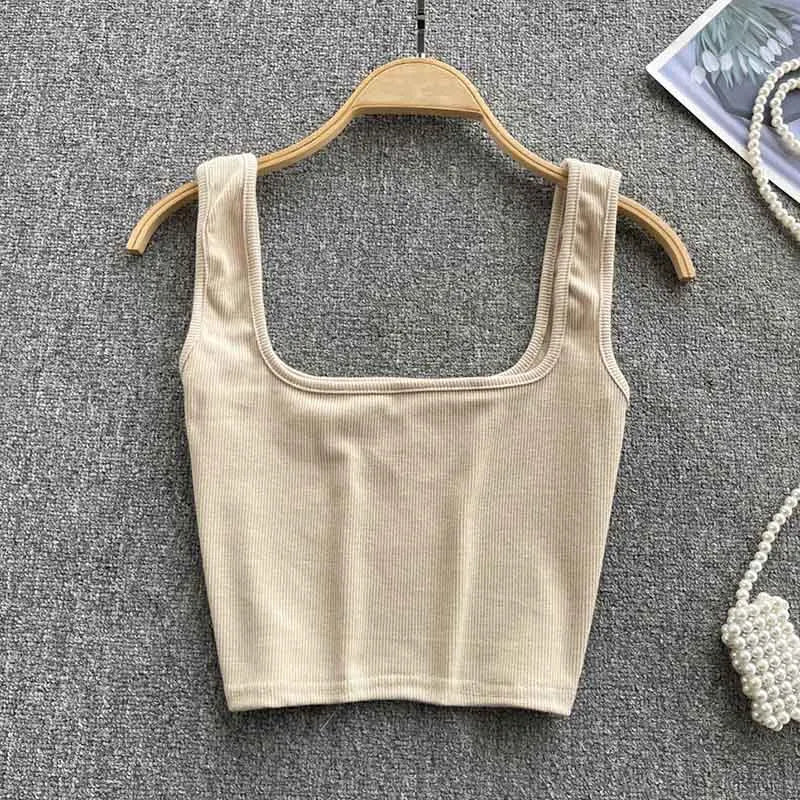 Rugloze Cropped Tanktop in Effen Kleur – Zayra
