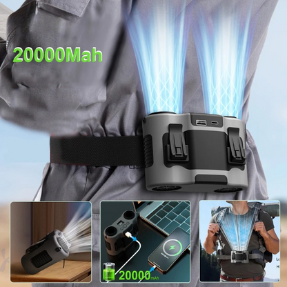 Draagbare heupclipventilator met dubbele luchtuitlaten & 20.000mAh batterij – BreezeMate