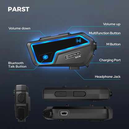 Bluetooth Motorfiets Intercom 10 Rijders & IP67 Waterdicht – RideSync