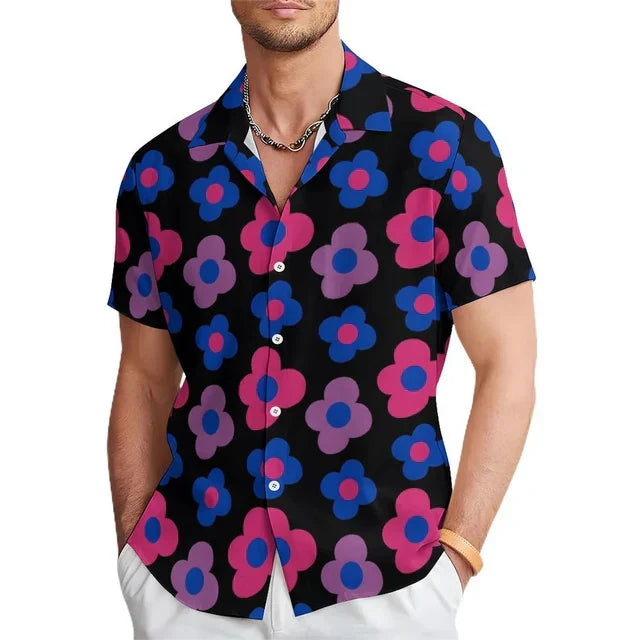 Heren Zomerhemd met Bloemenprint en Reverskraag – Elian