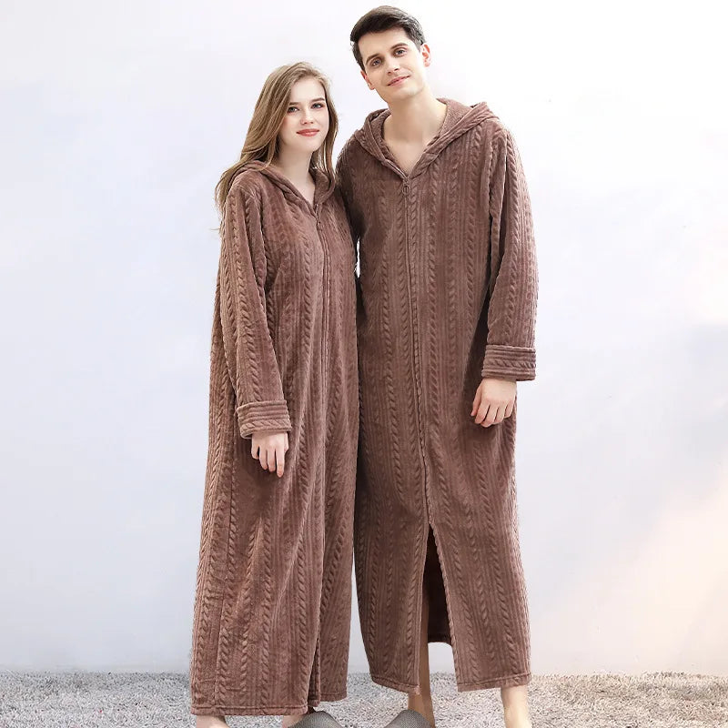 Flanellen Badjas met Capuchon voor Stellen – CosyHug
