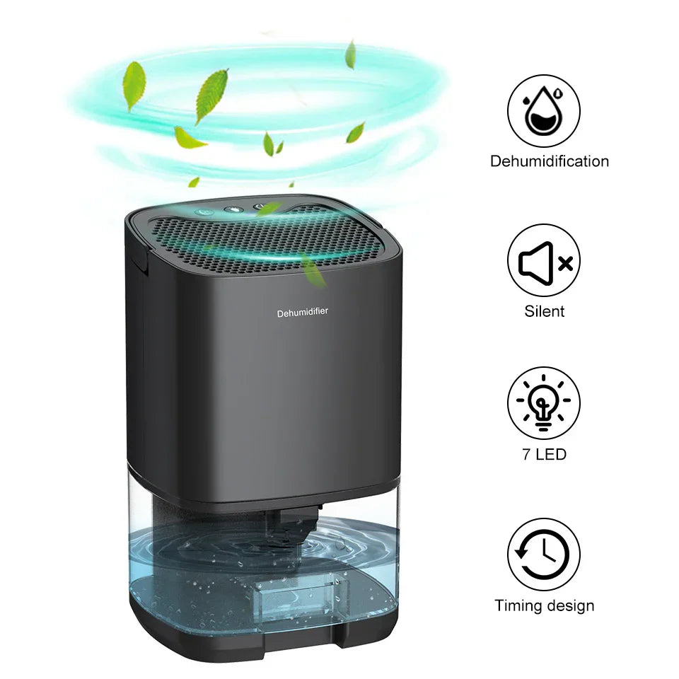 1000 ml Draagbare 2-in-1 Luchtontvochtiger met Luchtfilter & Nachtlampje – Aveline