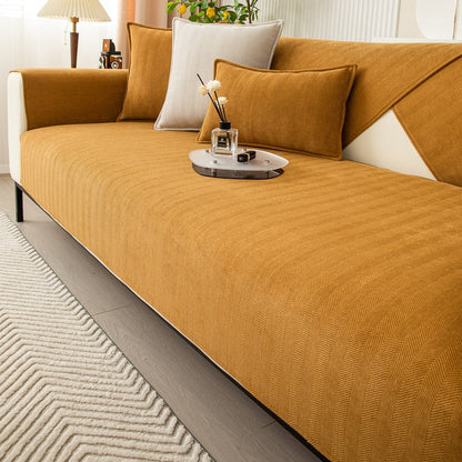 Chenille Bankbeschermer met Visgraatstructuur – VeluraShield