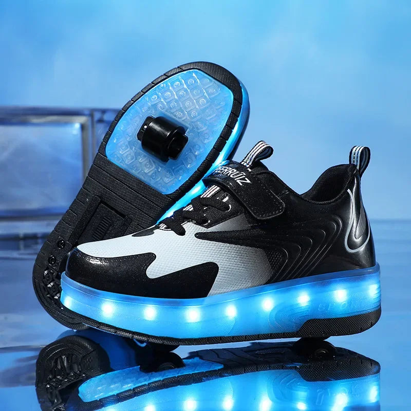 Rollschaatsen voor kinderen met LED-verlichting en afneembare wielen.