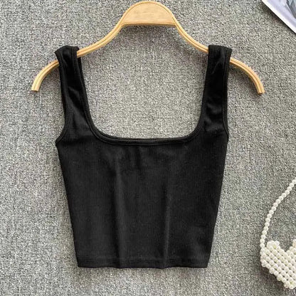 Rugloze Cropped Tanktop in Effen Kleur – Zayra