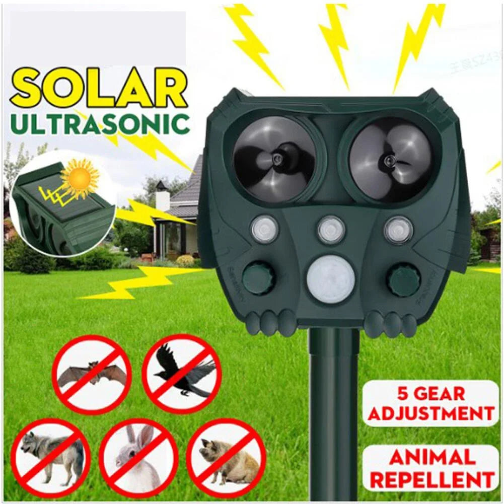 Zonne- ultrasoon Dierafschrikkers met PIR-sensor en knipperlicht – GuardPet