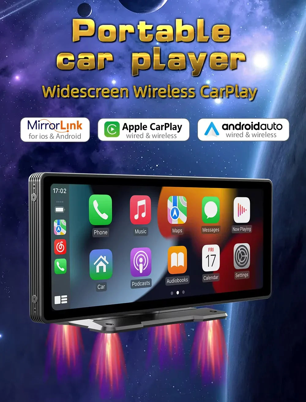 Universele 10,26-inch (26,06 cm) Auto Multimediaspeler met Draadloze CarPlay en Android Auto