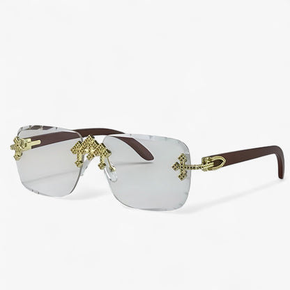 Randloze Steampunk Zonnebril met Metalen Accenten – Nirex