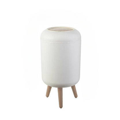 Houten Hoge Afvalemmer met Drukdeksel – EcoBin