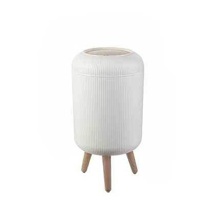 Houten Hoge Afvalemmer met Drukdeksel – EcoBin