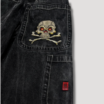 Zwarte Baggy Jeans met Hoge Taille – Raven