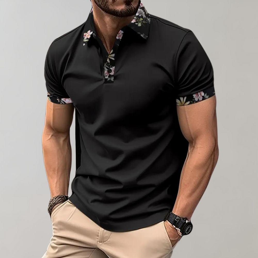Heren Polo met Subtiele Print - Noah
