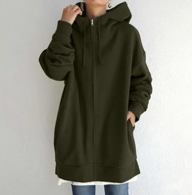 Oversized Dames Hoodie met Rits en Capuchon – Meliora