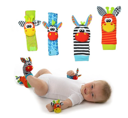 Sensorische rammelaarset voor baby's met hand- en voetspel – WackelSpaß (1 kopen, 1 gratis)
