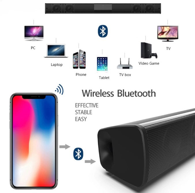 Draadloze Bluetooth Soundbar Stereo Speakersysteem met FM & USB – CineWave