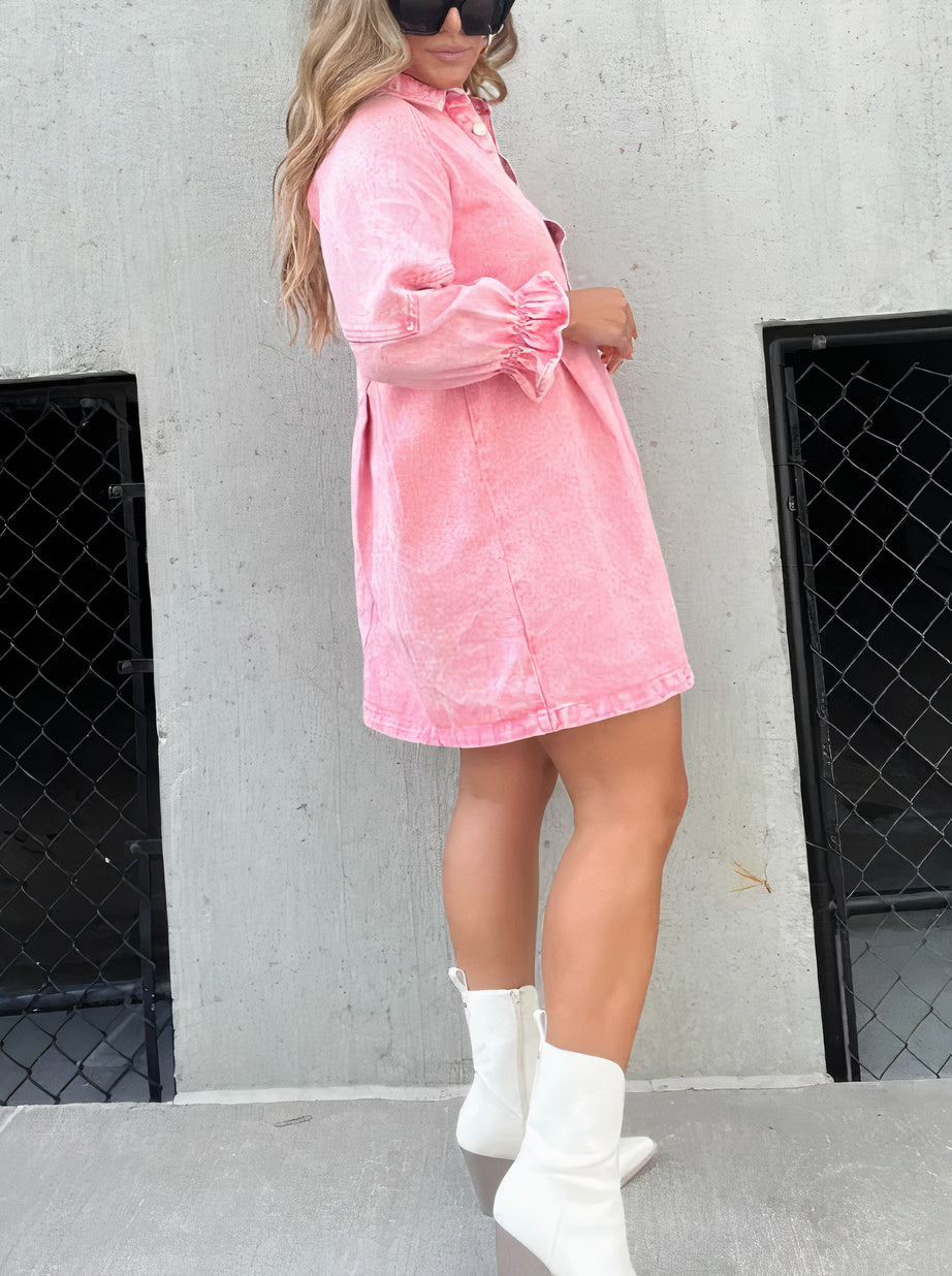 Denim Jurk met Lange Mouwen – Rivka