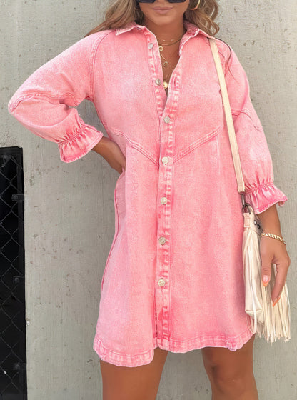 Denim Jurk met Lange Mouwen – Rivka