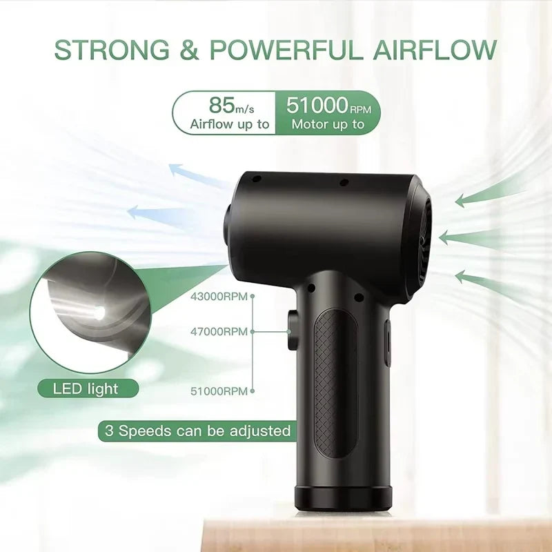 Draadloze luchtblazer met 51.000RPM motor & LED-licht – JetSweep